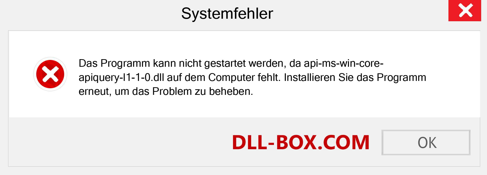 api-ms-win-core-apiquery-l1-1-0.dll-Datei fehlt?. Download für Windows 7, 8, 10 - Fix api-ms-win-core-apiquery-l1-1-0 dll Missing Error unter Windows, Fotos, Bildern