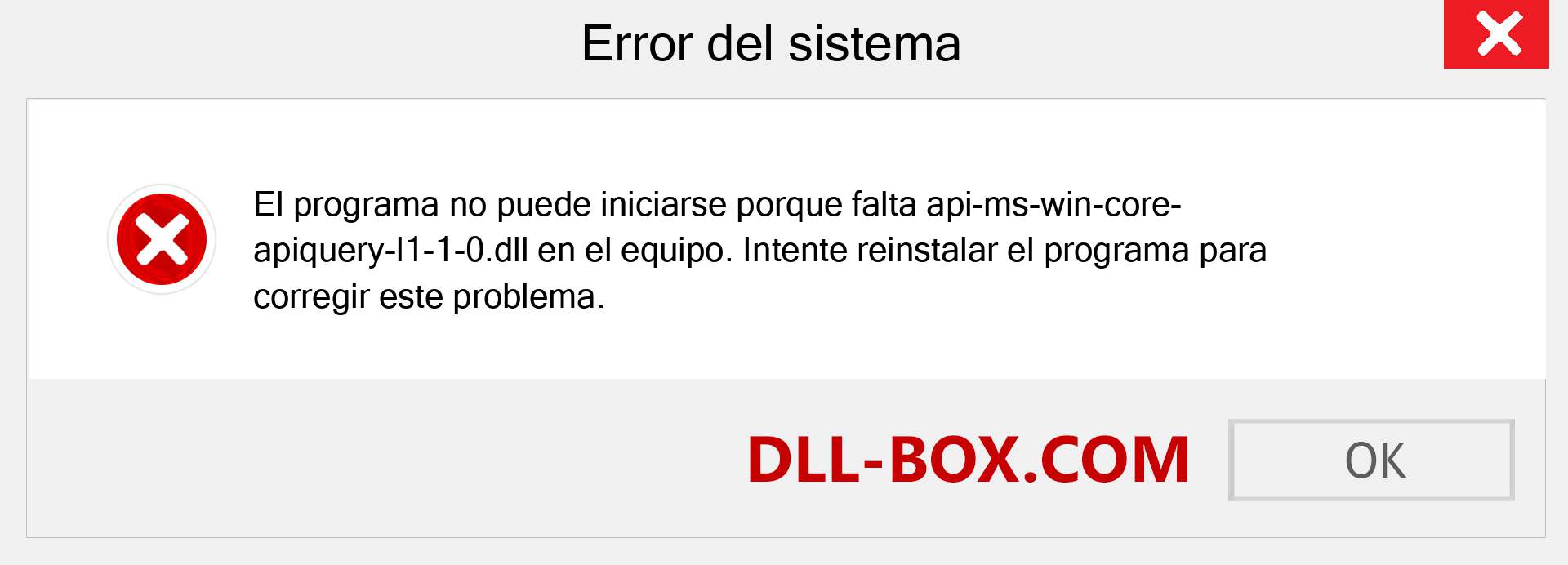 ¿Falta el archivo api-ms-win-core-apiquery-l1-1-0.dll ?. Descargar para Windows 7, 8, 10 - Corregir api-ms-win-core-apiquery-l1-1-0 dll Missing Error en Windows, fotos, imágenes